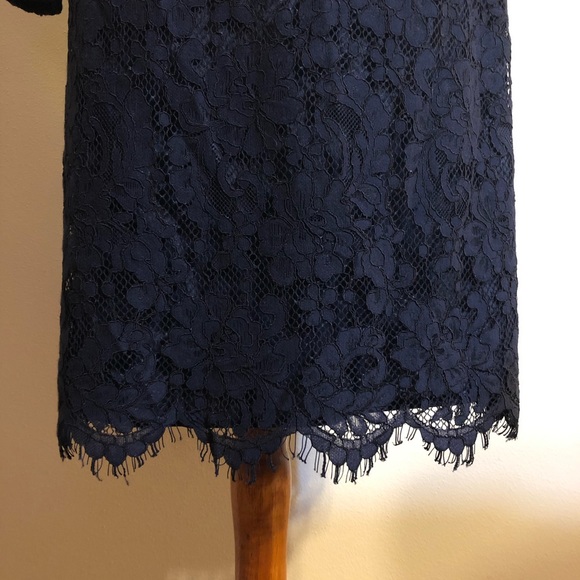 NWOT Trina Turk Dark Blue Lace Off Shoulder Dress - Picture 8 of 14